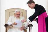 Pope Benedict XVI attends his weekly audience in St. Peter's Square at the Vatican.